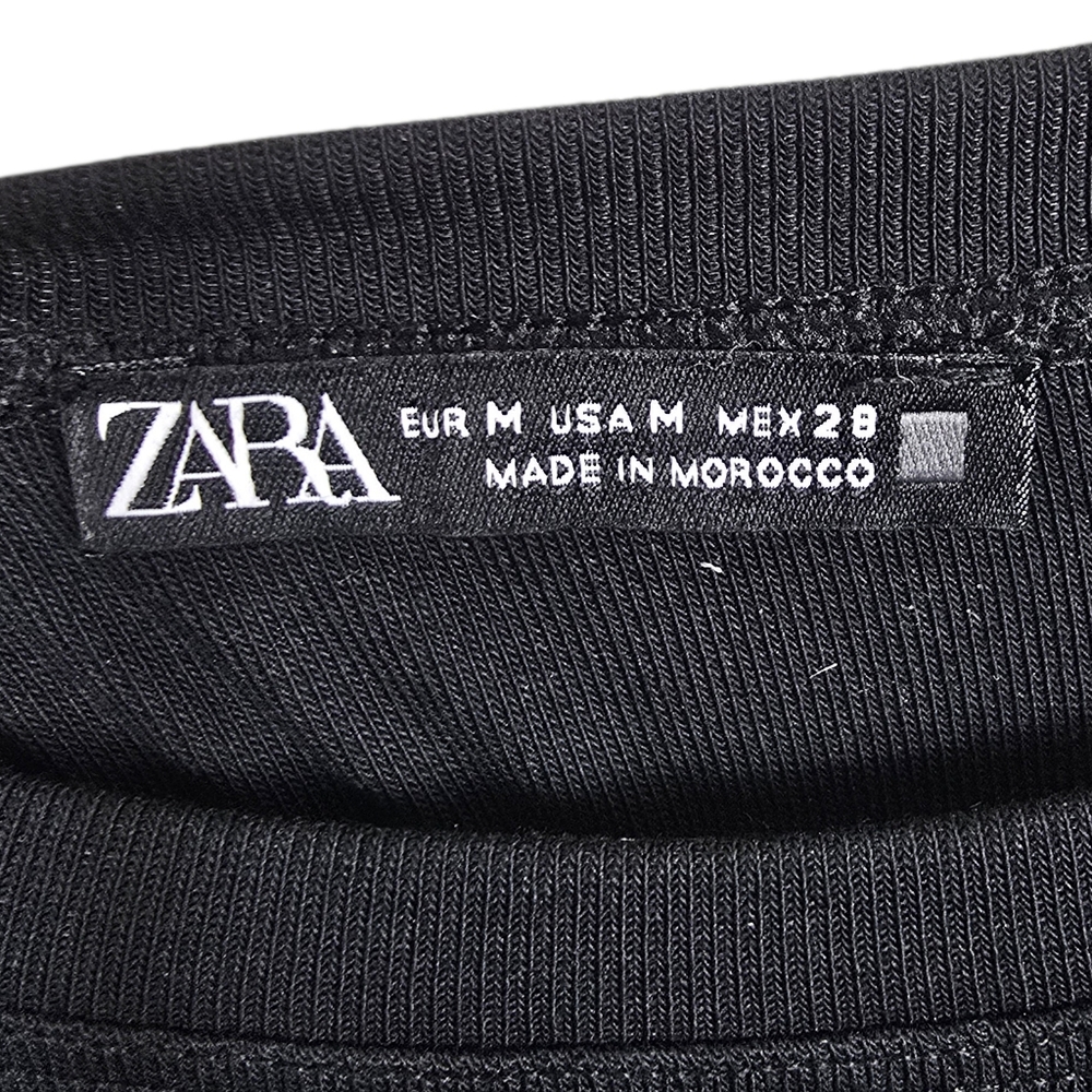 Zara Rhinestone Embellished Cap Sleeve Black Tee Medium - Picture 5 of 5